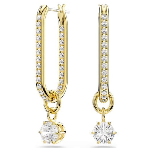 Orecchini Pendenti Swarovski Constella Taglio Round, Bianchi, Placcato color oro