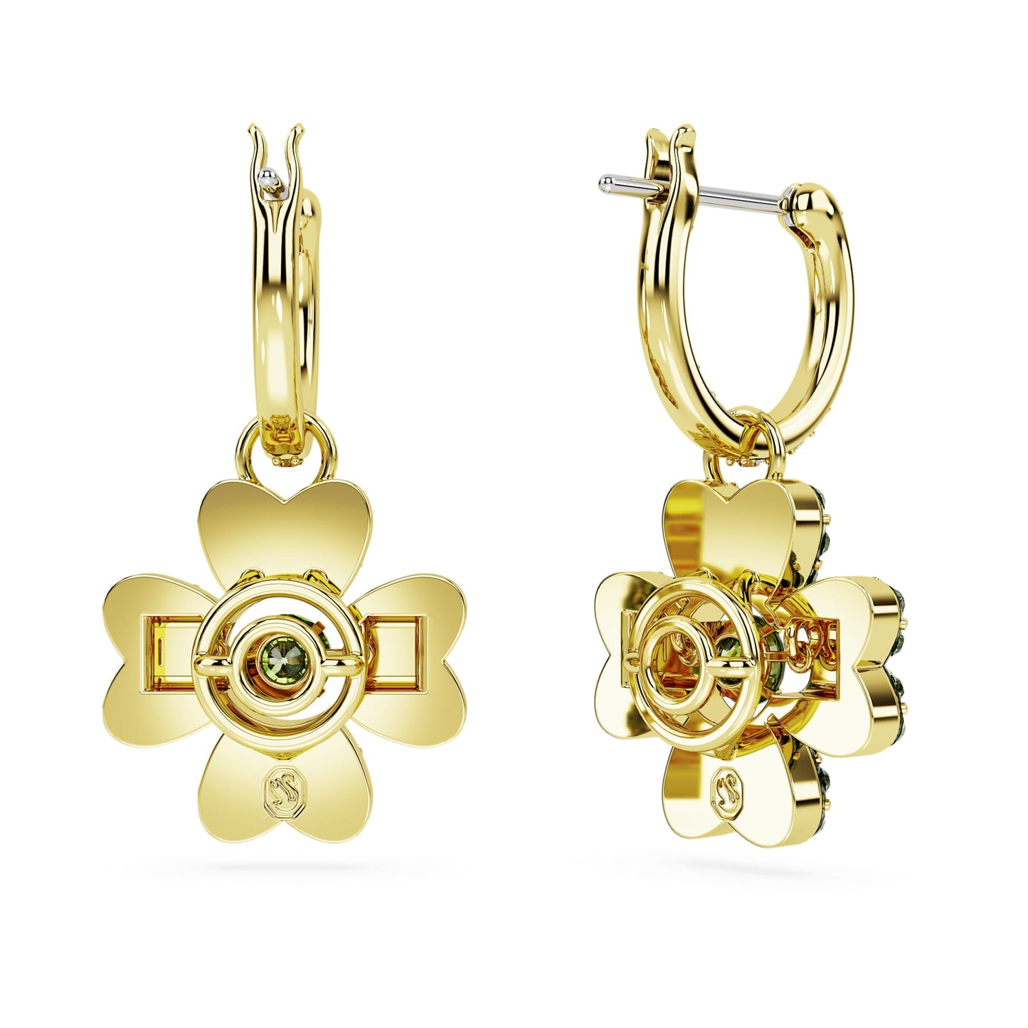 Orecchini Pendenti Swarovski Idyllia Quadrifoglio, Verdi, Placcato color oro