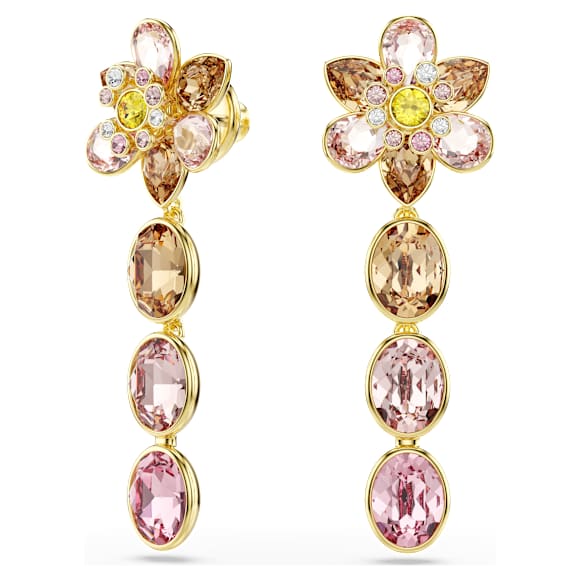 Orecchini Pendenti Swarovski Idyllia Taglio misto, Fiore, Multicolore, Placcato color oro