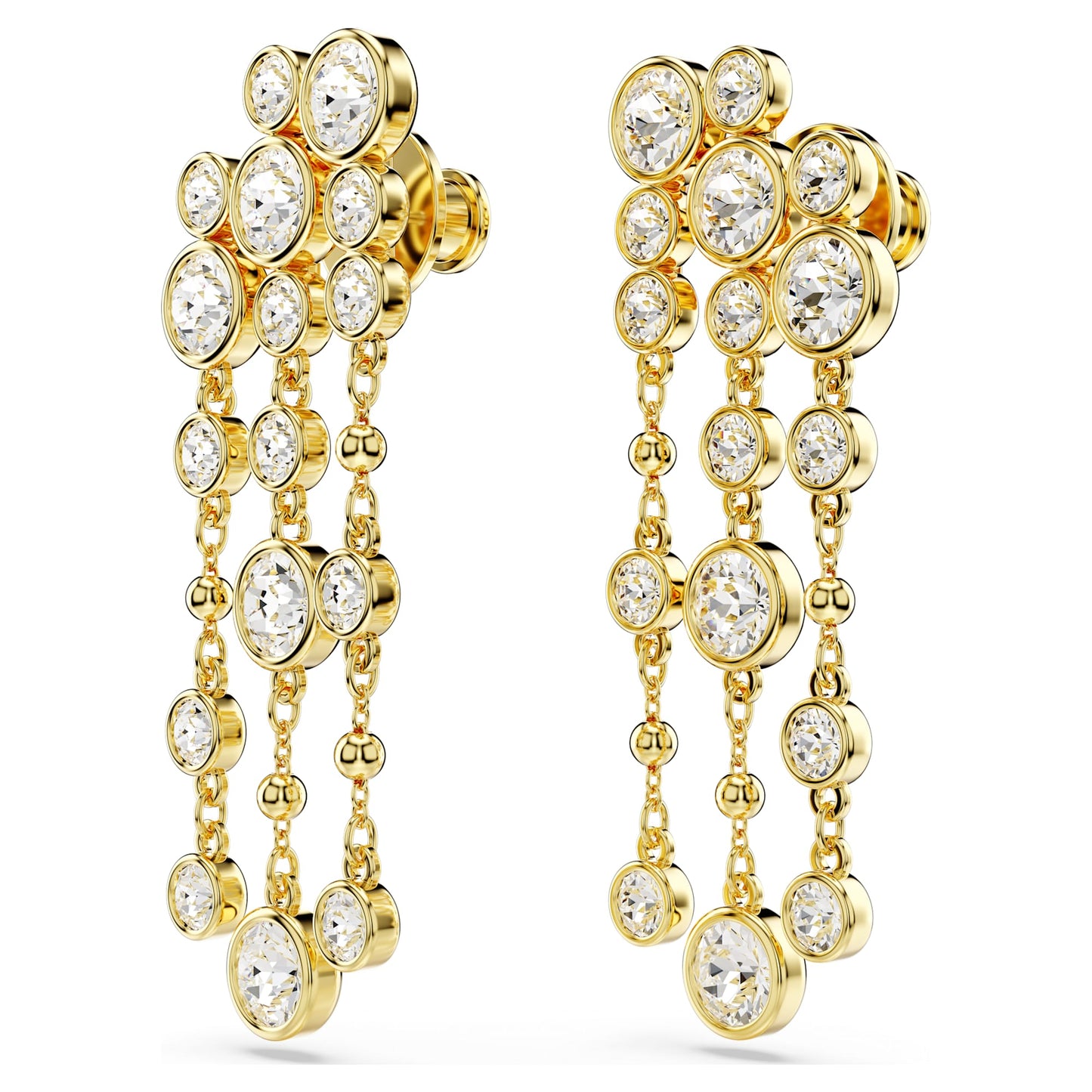 Orecchini pendenti Swarovski Imber, Taglio Round, Chandelier, Bianchi, Placcato color oro