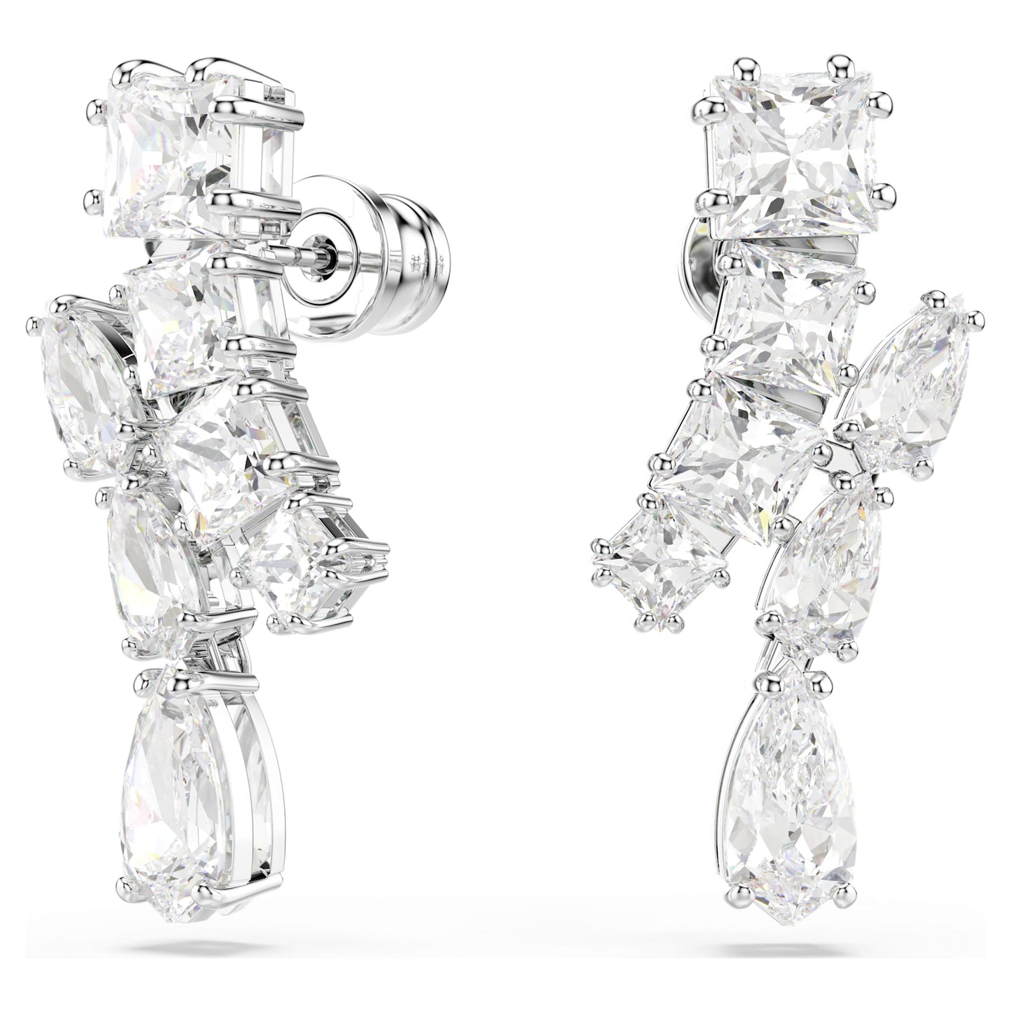 Orecchini pendenti Swarovski Matrix Taglio misto, Bianchi, Placcato rodio