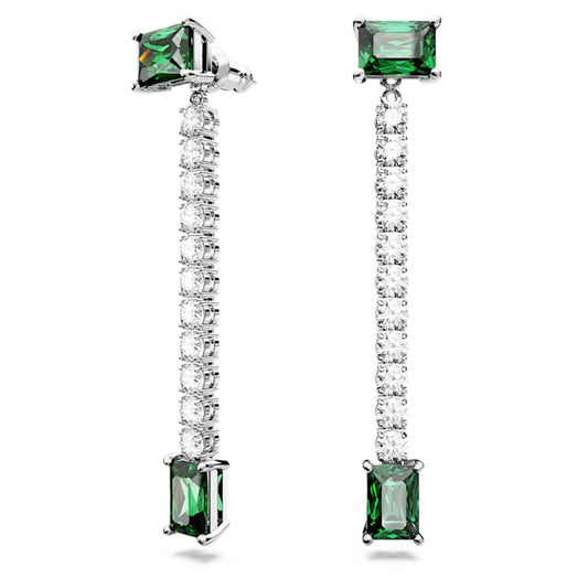 Orecchini Pendenti Swarovski Matrix Taglio misto, Verdi, Placcato rodio