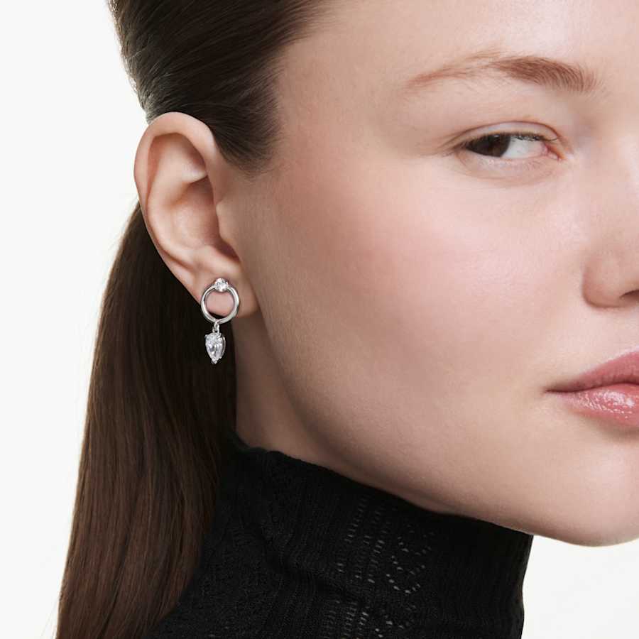 Orecchini Pendenti Swarovski Mesmera Taglio misto, Bianchi, Placcato rodio
