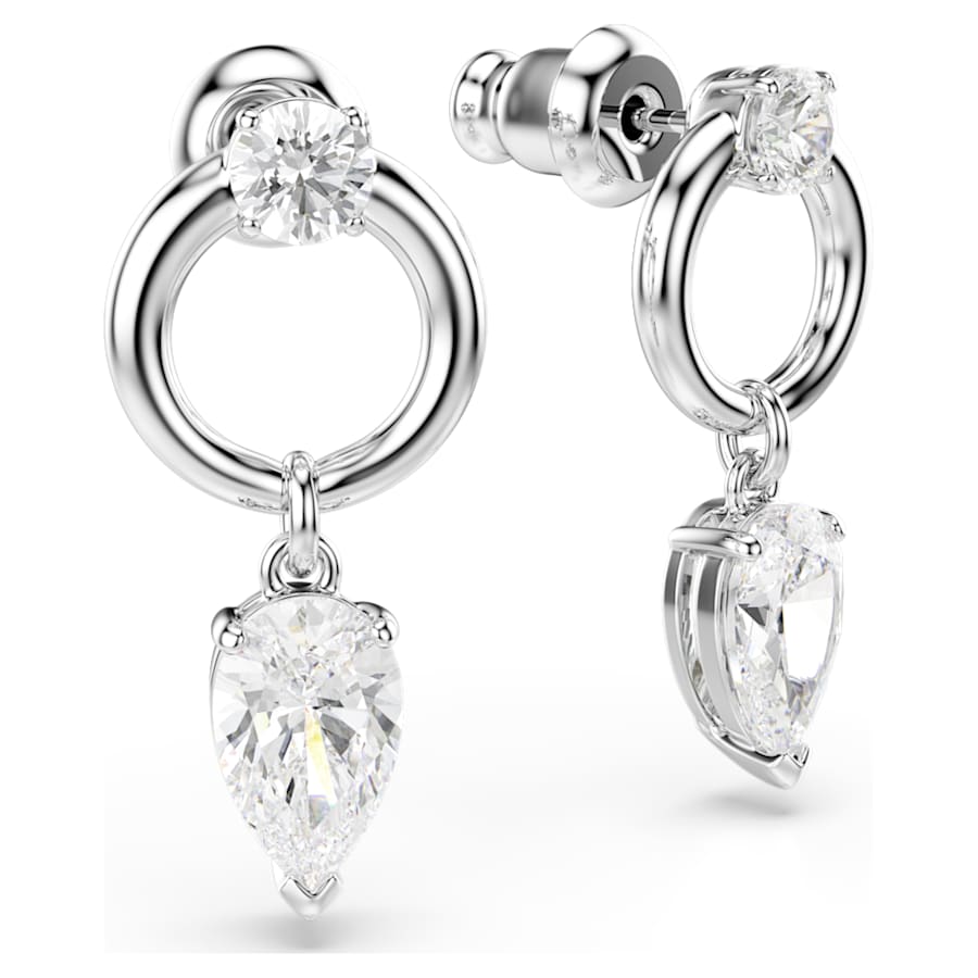 Orecchini Pendenti Swarovski Mesmera Taglio misto, Bianchi, Placcato rodio