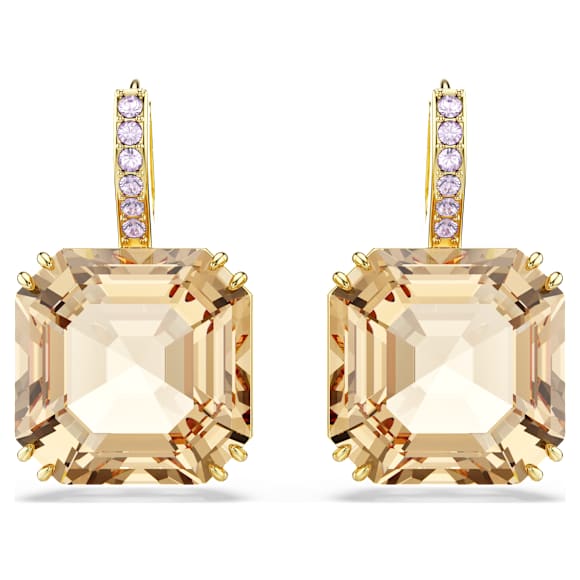 Orecchini Swarovski Millenia Taglio misto, Caramello, Placcato color oro