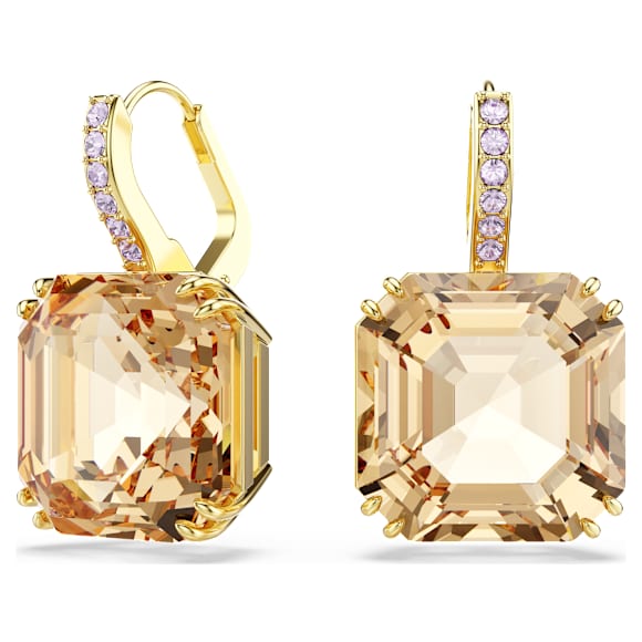 Orecchini Swarovski Millenia Taglio misto, Caramello, Placcato color oro