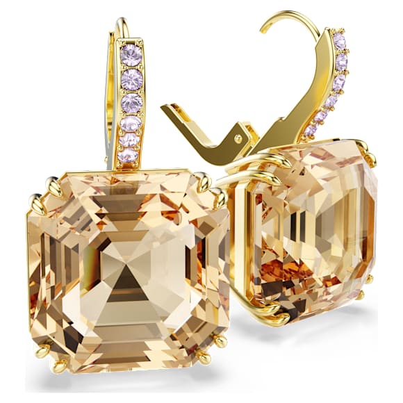 Orecchini Swarovski Millenia Taglio misto, Caramello, Placcato color oro