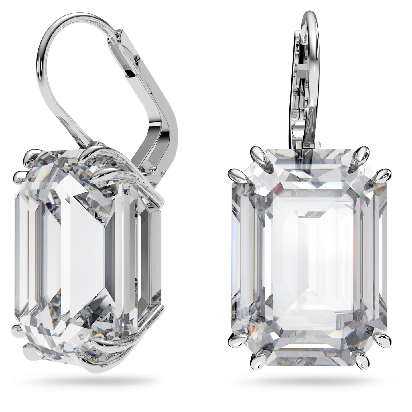 Orecchini Pendenti Swarovski Millenia Taglio ottagonale, Bianchi, Placcato rodio