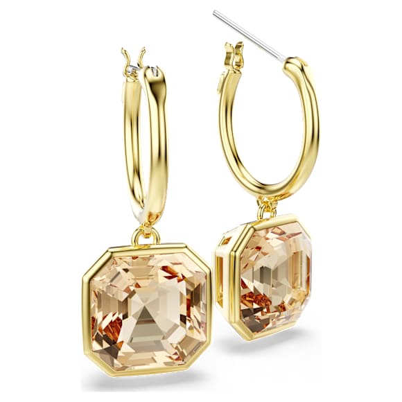 Orecchini Swarovski Millenia Taglio squadrato, Caramello, Placcato color oro