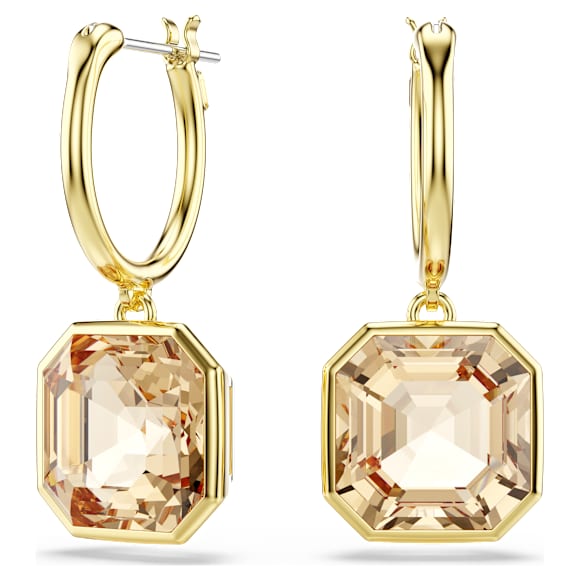 Orecchini Swarovski Millenia Taglio squadrato, Caramello, Placcato color oro