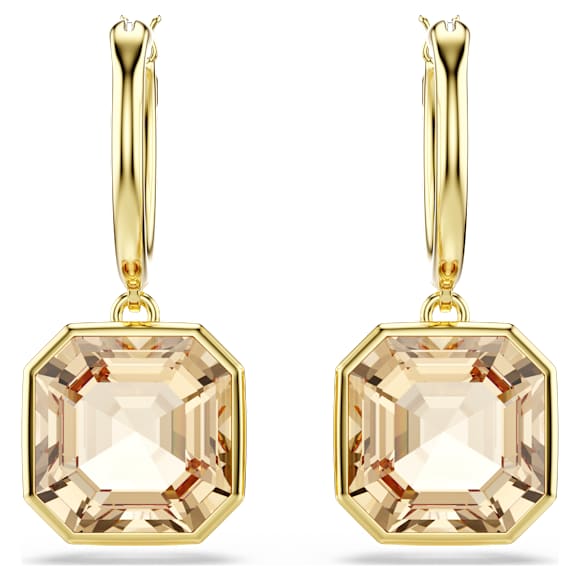 Orecchini Swarovski Millenia Taglio squadrato, Caramello, Placcato color oro