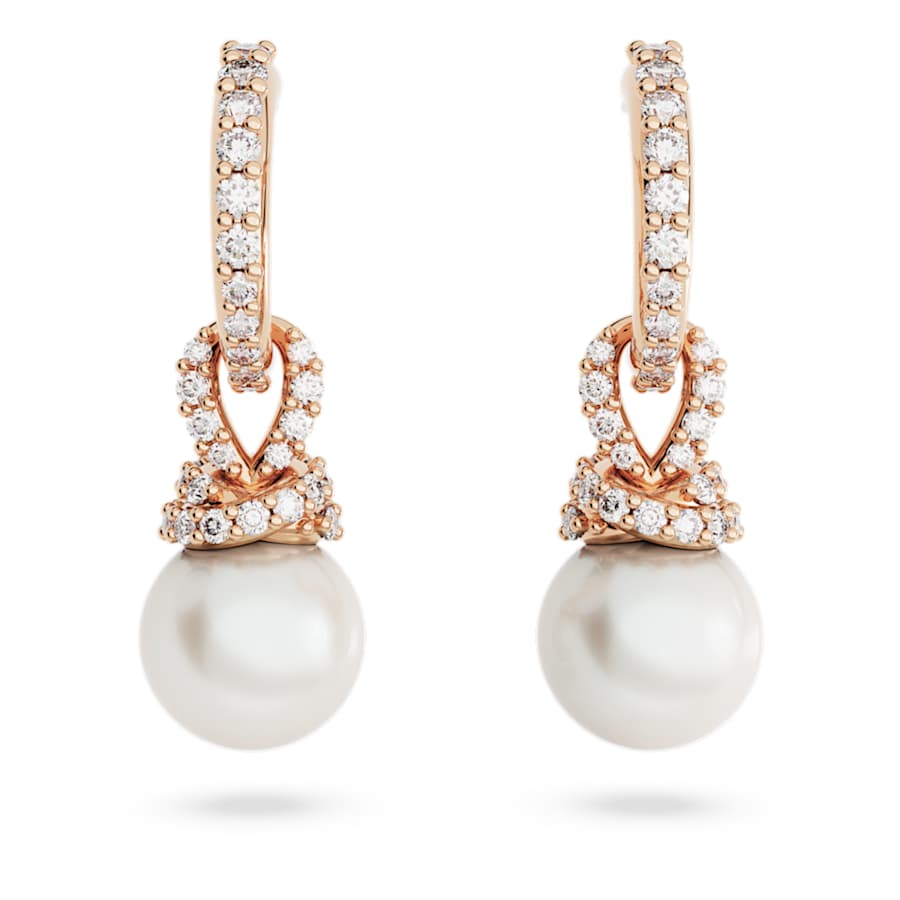 Orecchini Swarovski Originally Crystal Pearl, Bianchi, Placcato color oro rosa