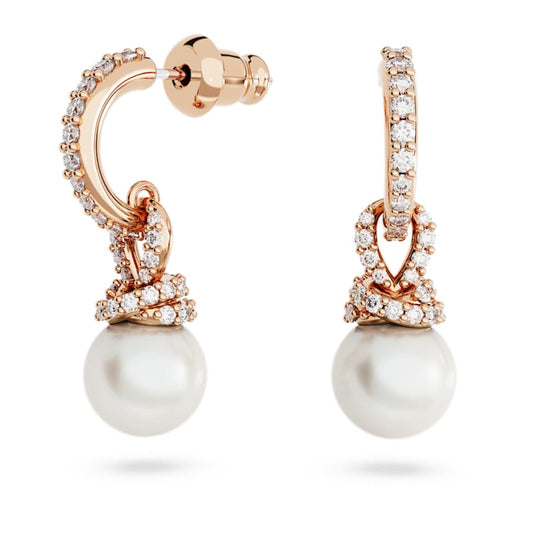 Orecchini Swarovski Originally Crystal Pearl, Bianchi, Placcato color oro rosa
