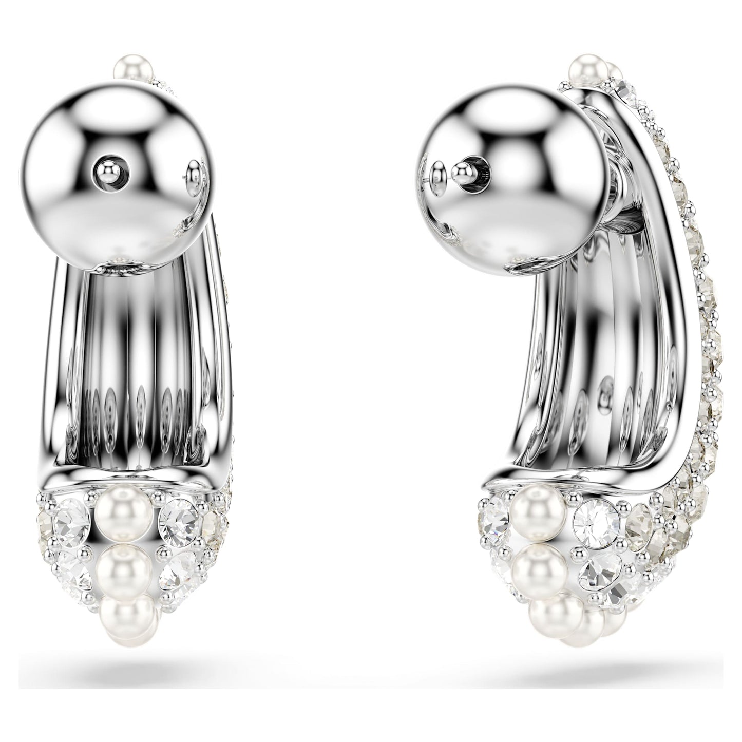 Orecchini Pendenti Swarovski Sublima Crystal Pearl, Taglio Round, Piccoli, Bianchi, Placcato rodio