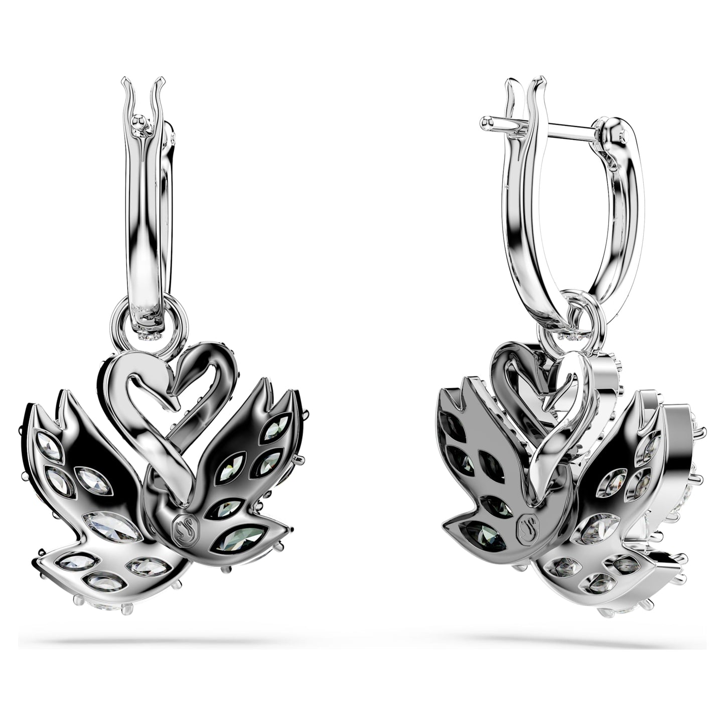 Orecchini pendenti Swarovski Swan Cigno, Neri, Mix di finiture