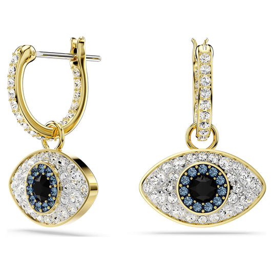 Orecchini pendenti Swarovski Symbolica Evil eye, Blu, Placcato color oro
