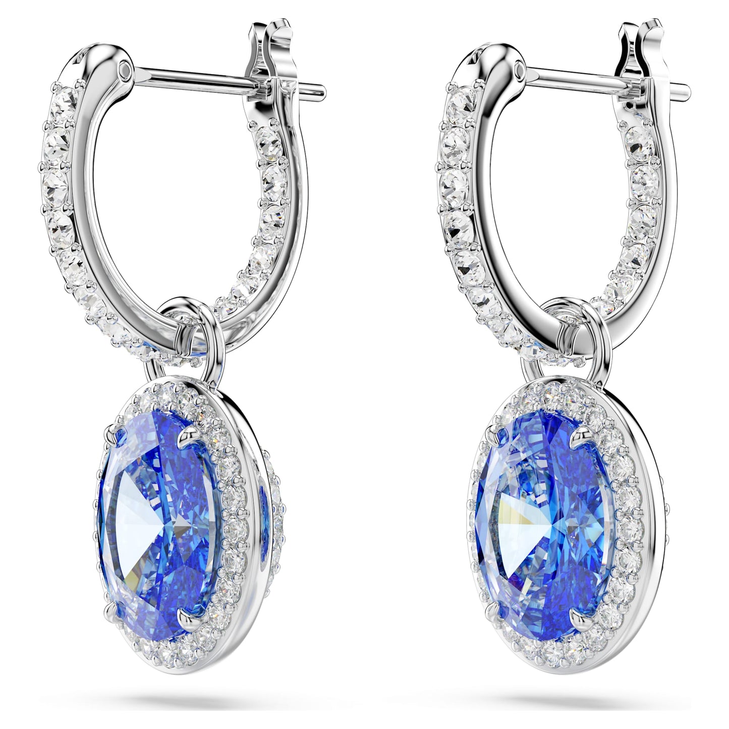 Orecchini pendenti Swarovski Una Angelic Taglio Oval, Blu, Placcato rodio