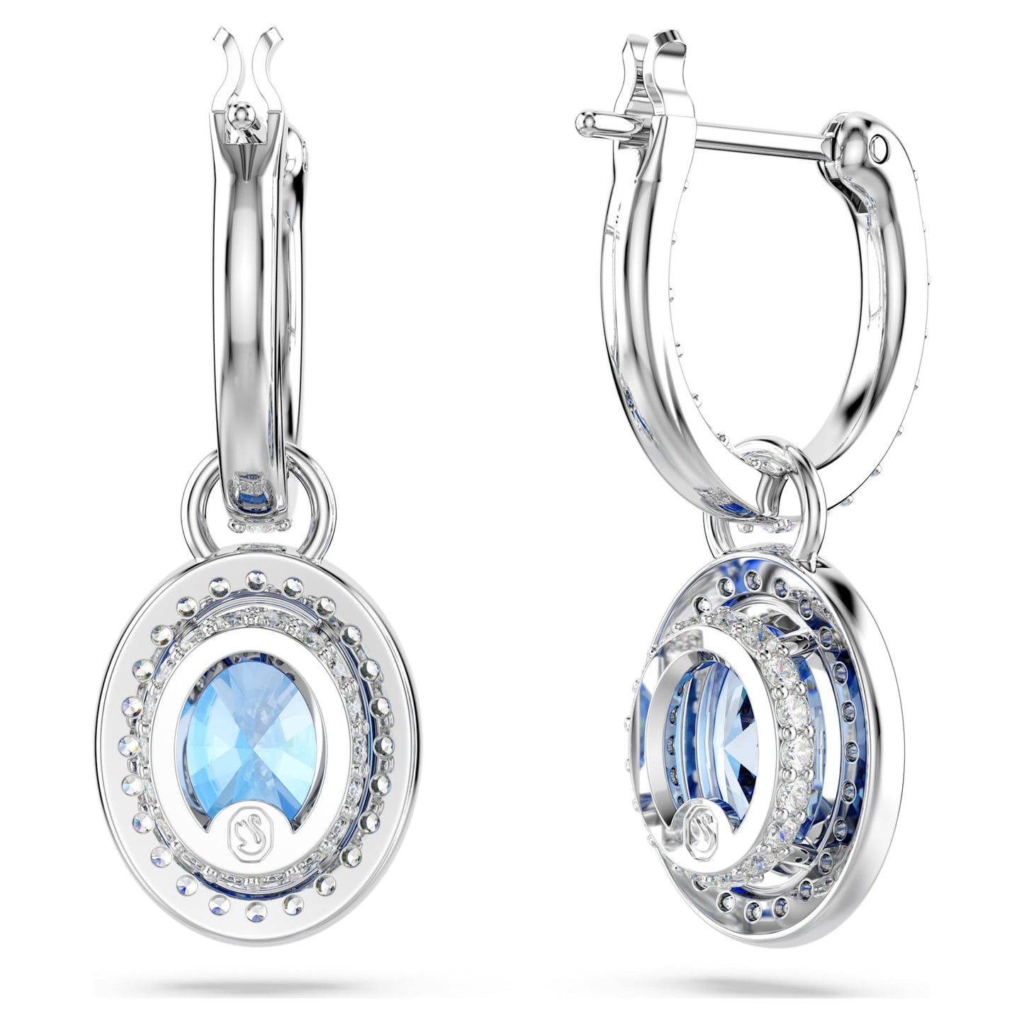 Orecchini pendenti Swarovski Una Angelic Taglio Oval, Blu, Placcato rodio