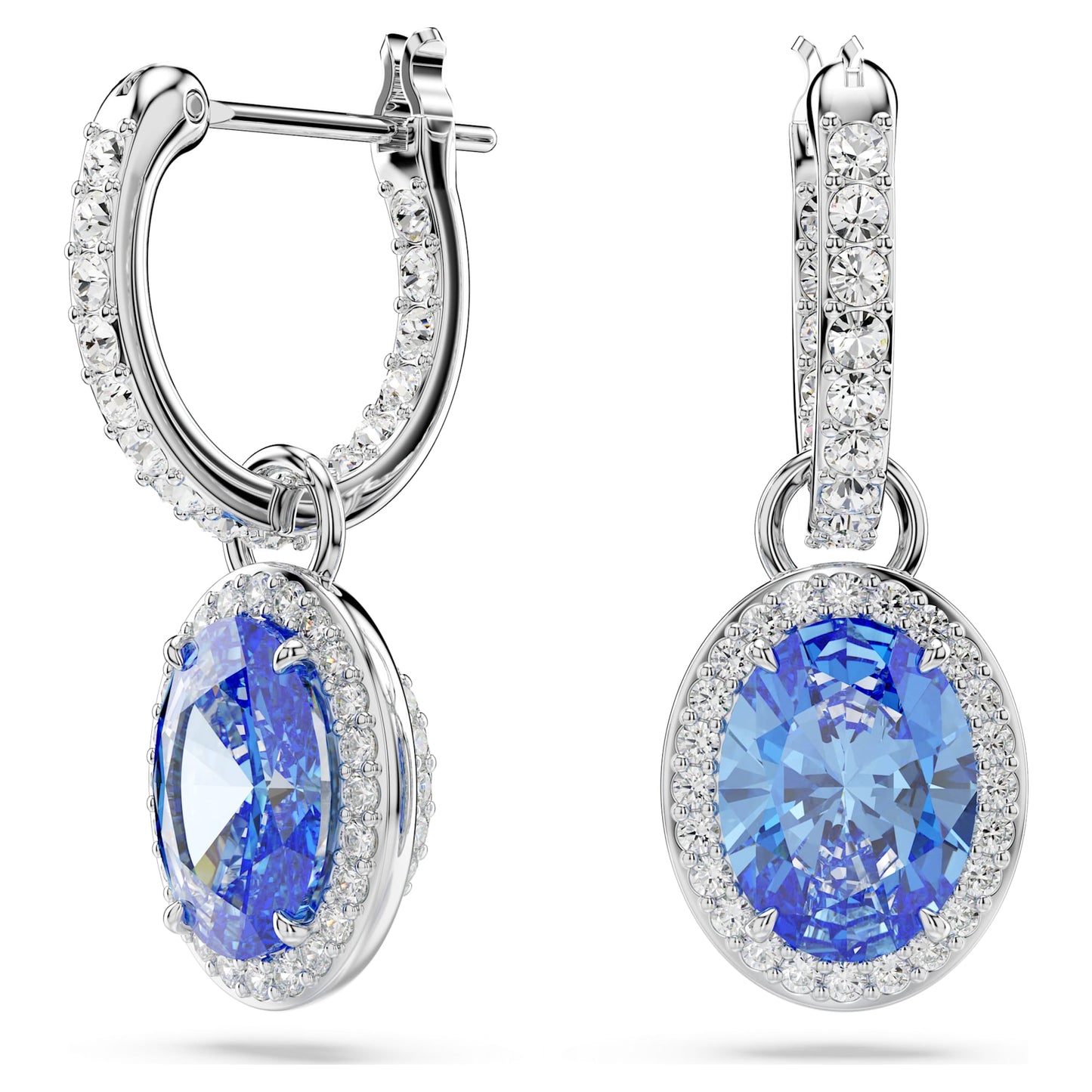 Orecchini pendenti Swarovski Una Angelic Taglio Oval, Blu, Placcato rodio