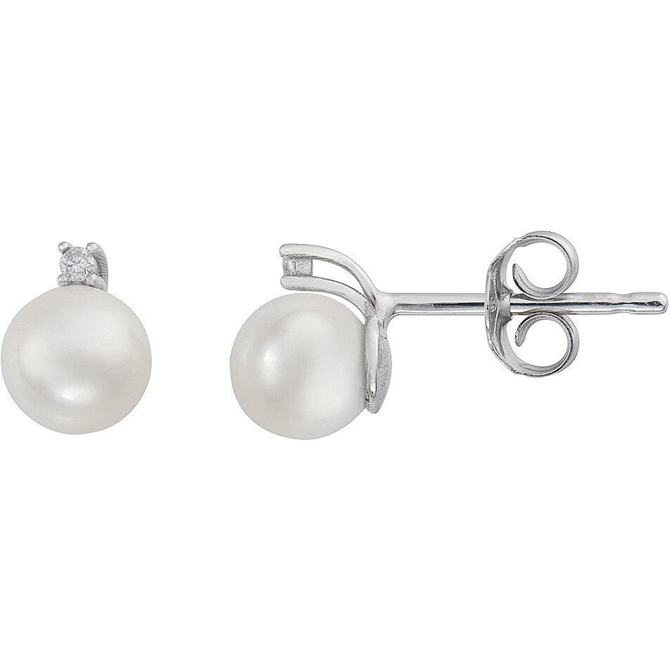 Orecchini a Lobo Comete Storia Di Luce Perle Diamanti Oro 18 Kt