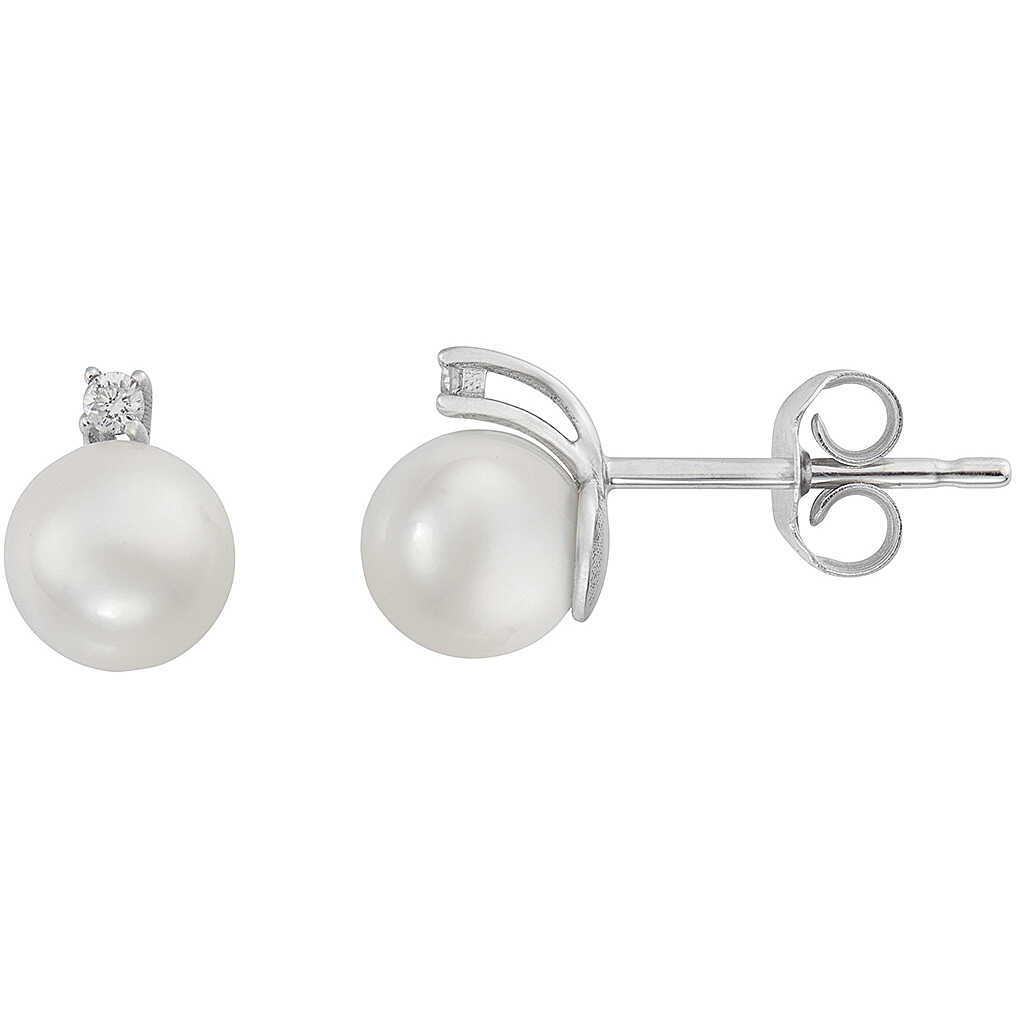 Orecchini a Lobo Comete Storia Di Luce Perle Diamanti Oro 18 Kt