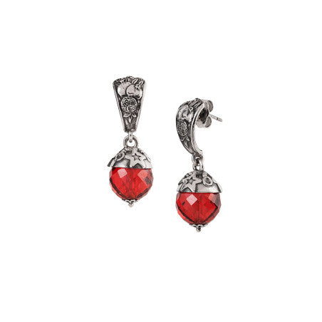 Orecchini Pendenti Gerardo Sacco Stagioni Inverno in Argento Cristallo Sfaccettato Rosso