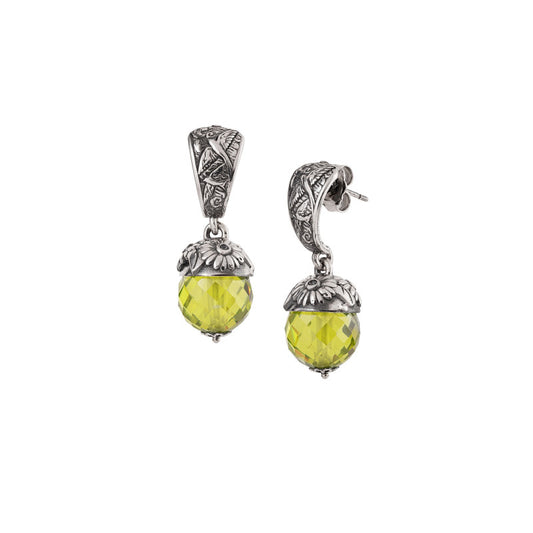 Orecchini Pendenti Gerardo Sacco Stagioni Primavera in Argento Cristallo Verde