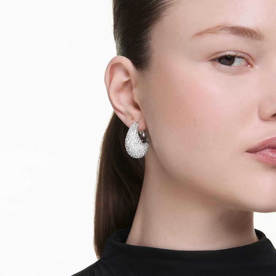 Orecchini A Lobo Swarovski Sublima Grandi, Bianchi, Placcato rodio - Misura L