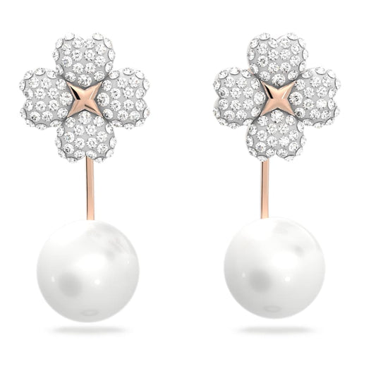 Orecchini Swarovski Latisha Fiore, Bianchi, Placcato color oro rosa