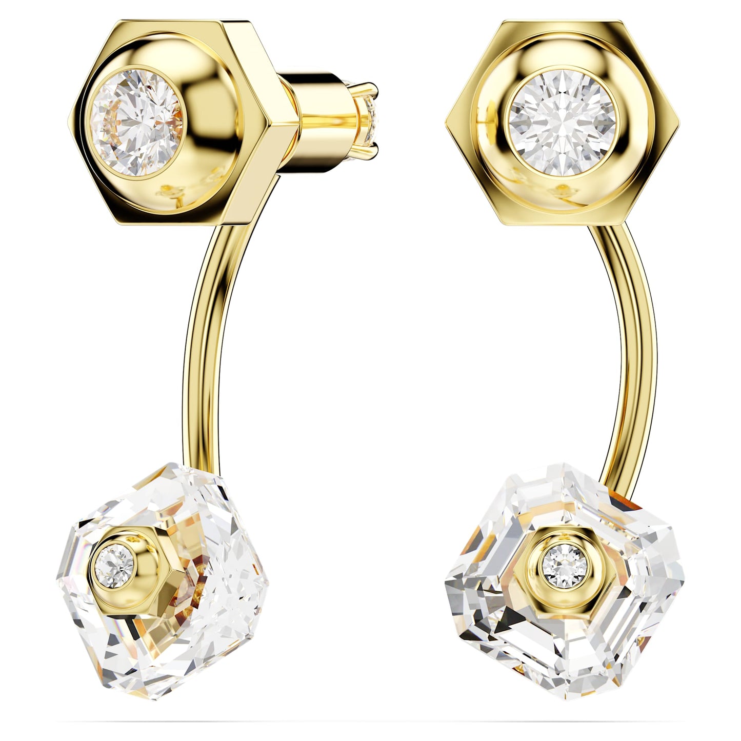 Orecchini jacket Swarovski Numina Taglio misto, Bianchi, Placcato color oro