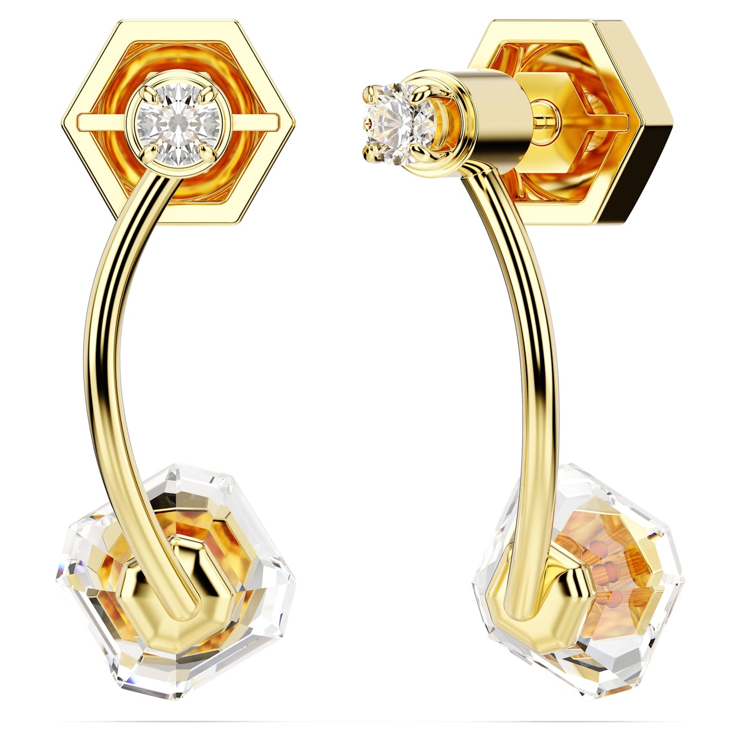 Orecchini jacket Swarovski Numina Taglio misto, Bianchi, Placcato color oro