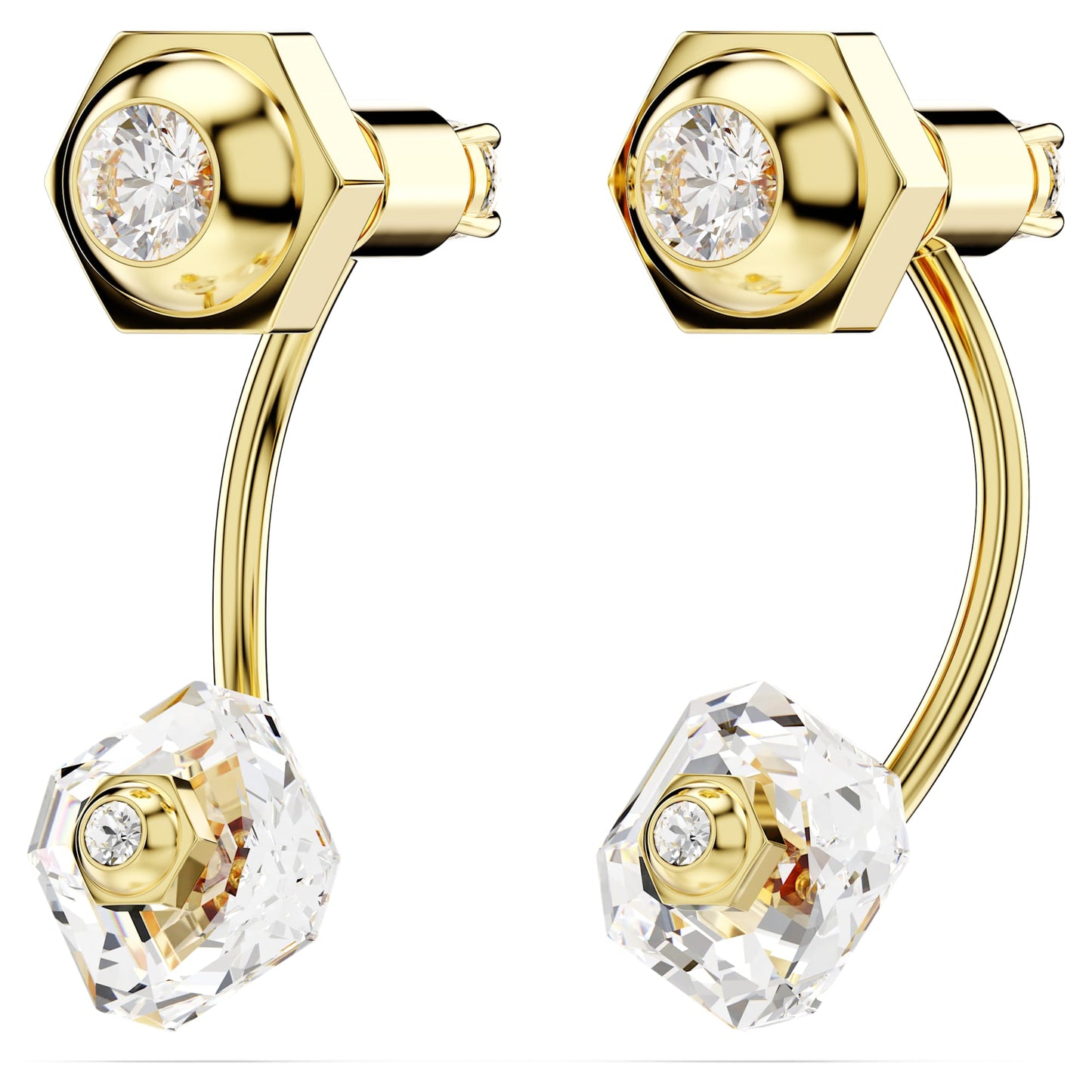 Orecchini jacket Swarovski Numina Taglio misto, Bianchi, Placcato color oro