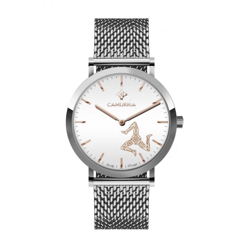 Orologio Uomo Camurrìa Orlando 40 mm Acciaio Braccialato Maglia Milanese