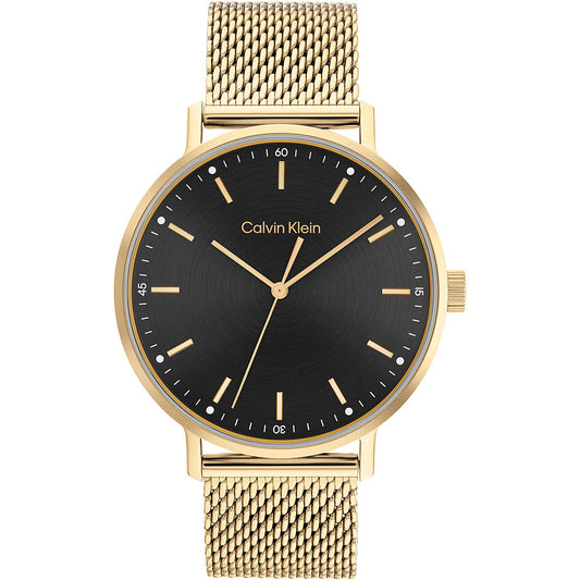Orologio Calvin Klein Modern Mesh 42 mm Pvd Oro Braccialato Maglia Milanese Nero