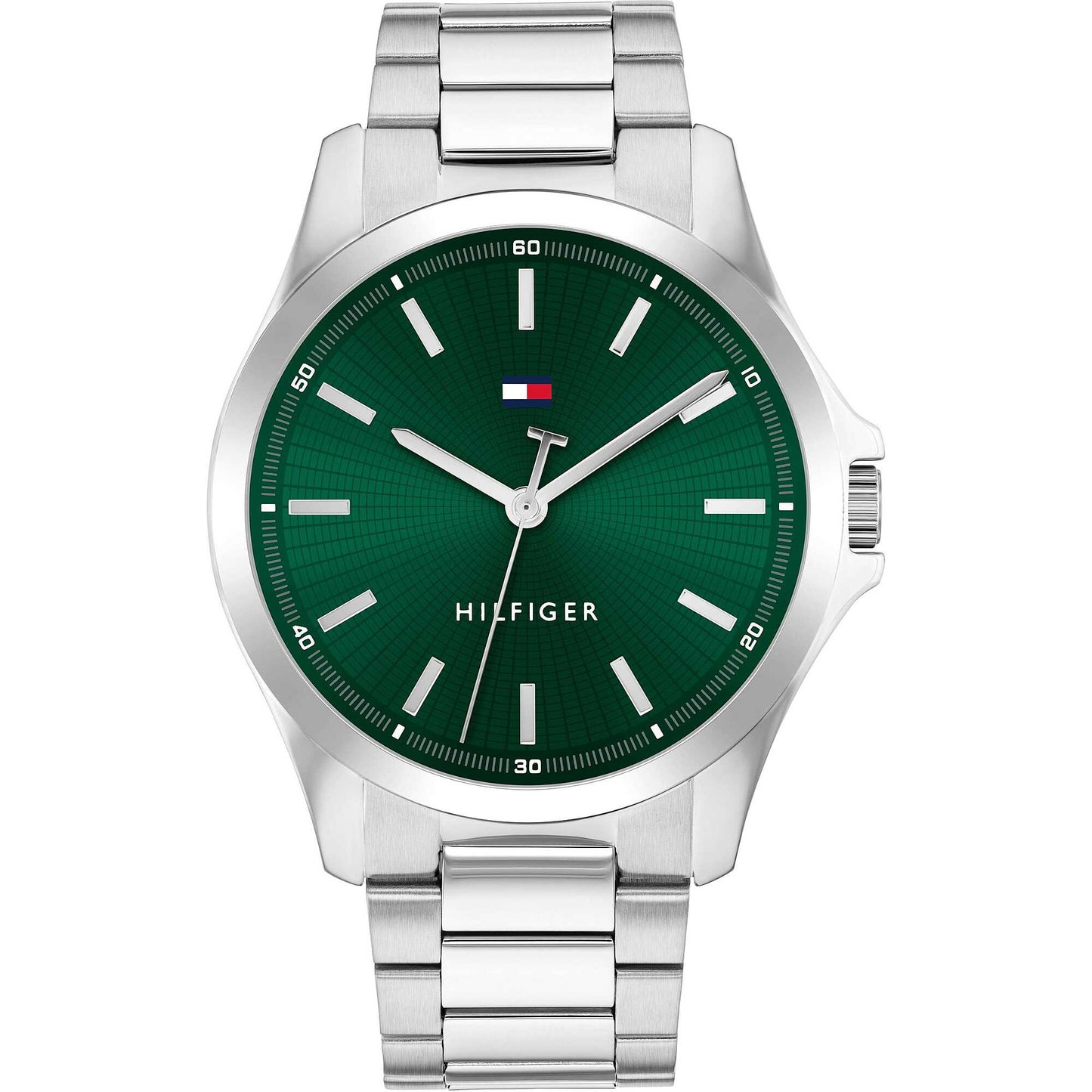 Orologio Tommy Hilfiger Bruce 43 mm Acciaio Braccialeto Verde Indici E Sfere Silver
