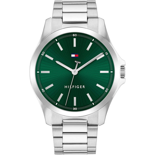 Orologio Tommy Hilfiger Bruce 43 mm Acciaio Braccialeto Verde Indici E Sfere Silver