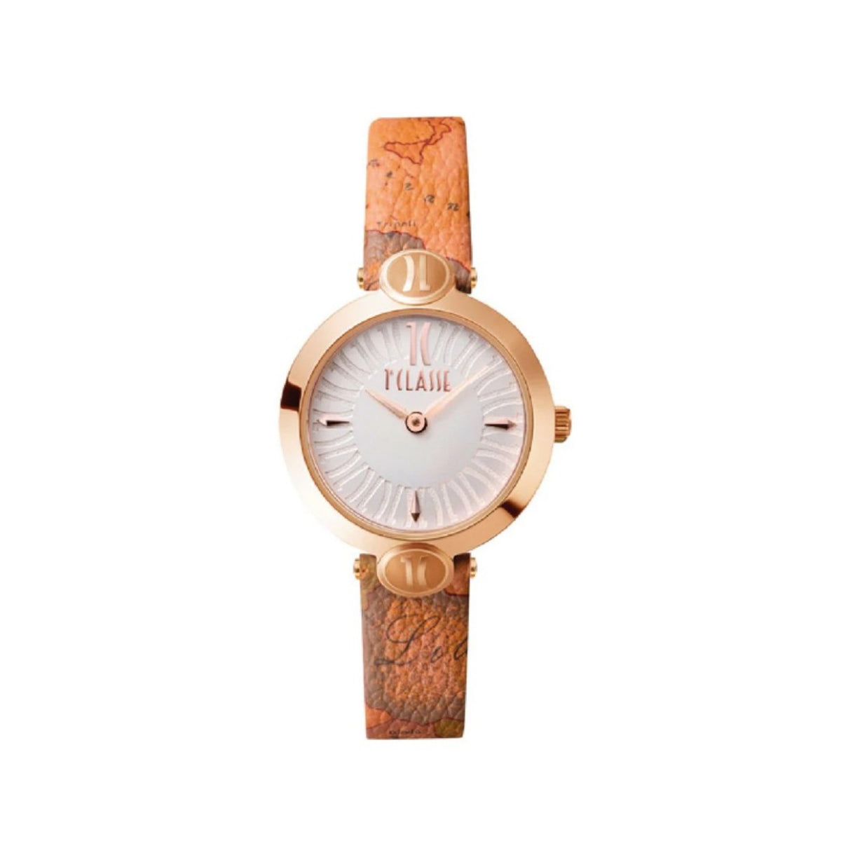 Orologio Alviero Martini 1A Classe Madeira Lady 32 Mm Pvd Oro Pelle Beige Stampa Geo