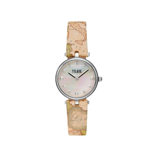 Orologio Alviero Martini 1A Classe Colonia Lady 28 Mm Acciaio Pelle Beige Stampa Geo