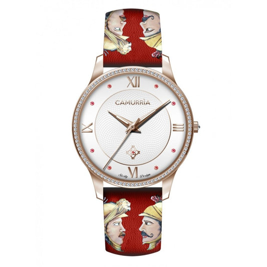 Orologio Camurrìa Facci a Facci 37 mm Pvd Oro Rosa Cinturino Stampe Siciliane