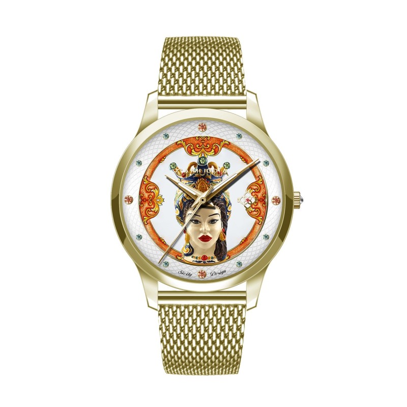 Orologio Camurrìa A Bedda 37 mm Pvd Oro Braccialato Maglia Milanese