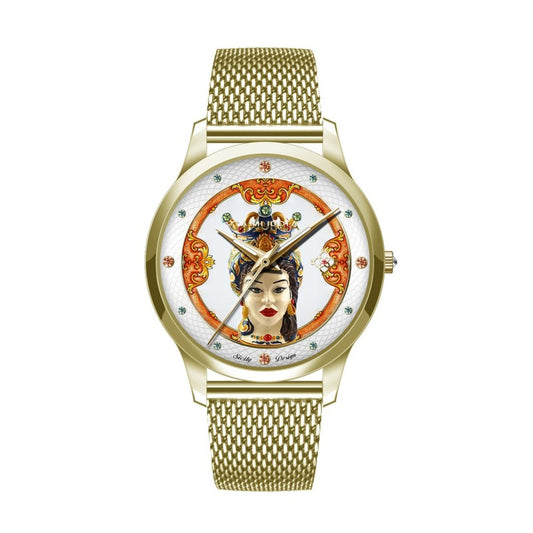 Orologio Camurrìa A Bedda 37 mm Pvd Oro Braccialato Maglia Milanese