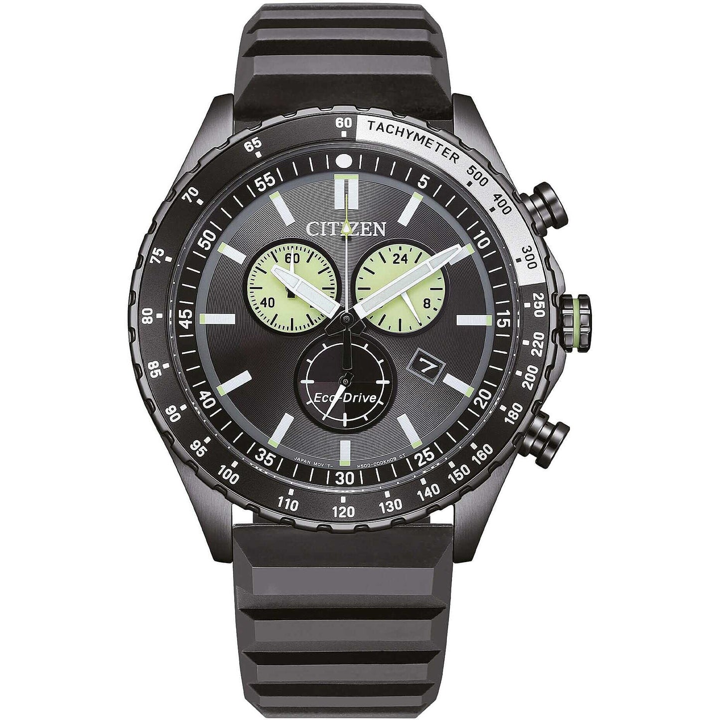 Orologio Citizen Of Action Crono Eco-Drive 43 mm Pvd Grigio Cinturino Gomma Nera