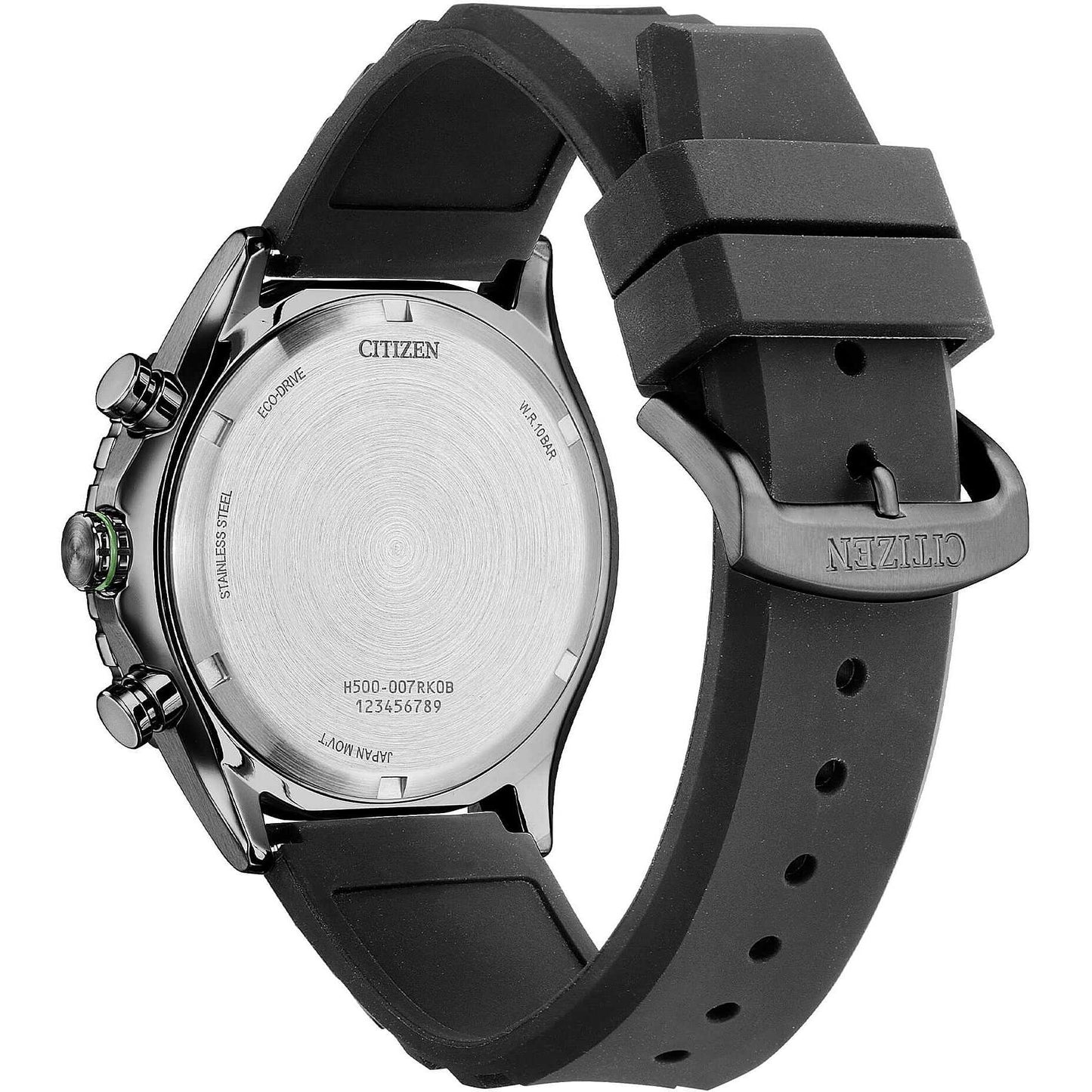 Orologio Citizen Of Action Crono Eco-Drive 43 mm Pvd Grigio Cinturino Gomma Nera