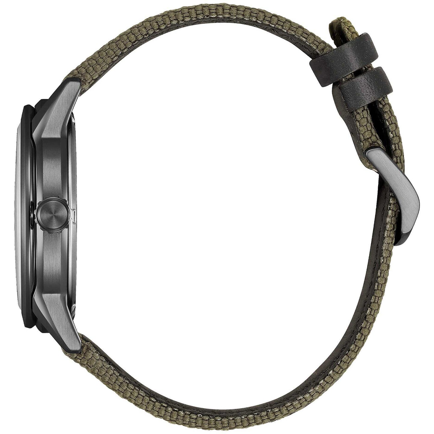 Orologio Citizen Of Action Eco-Drive 40 mm Pvd Grigio Cinturino Canvas Verde/Pelle Nera