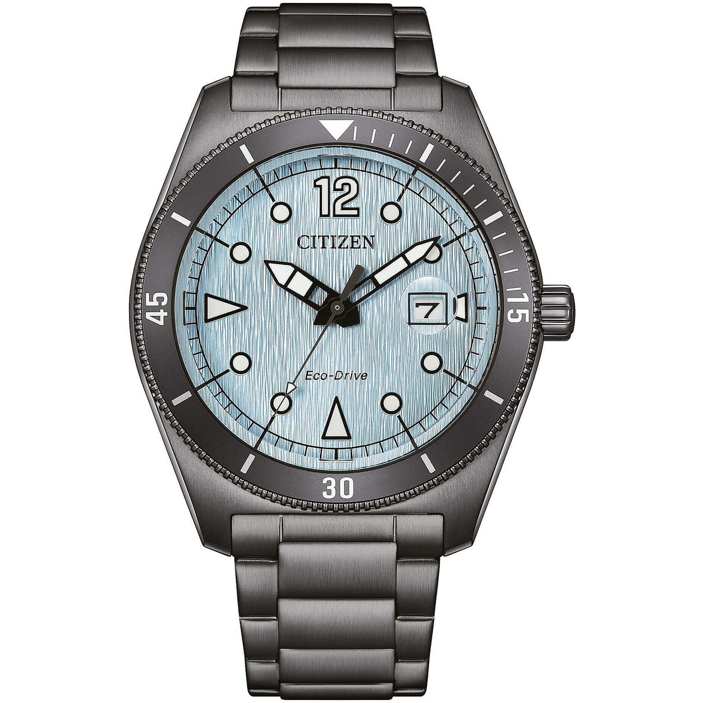 Orologio Citizen Of Action Eco-Drive 43 mm Pvd Grigio Braccialato Celeste