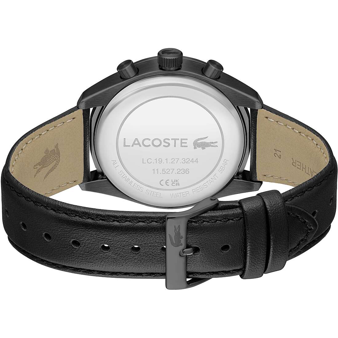 Orologio Lacoste Boston Chrono 42 mm Pvd Nero Pelle Nera Quadrante Verde