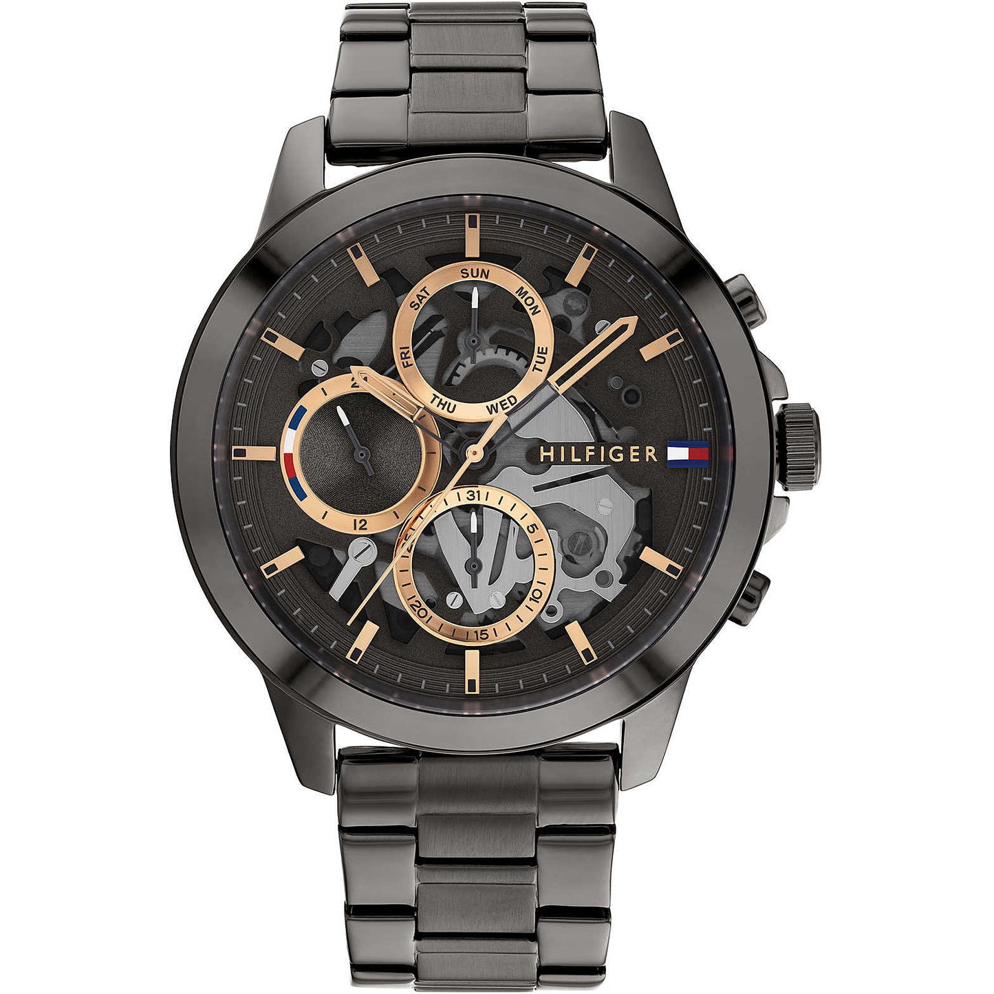 Orologio Tommy Hilfiger Henry Multifunzione 44 mm Acciaio Braccialato Nero