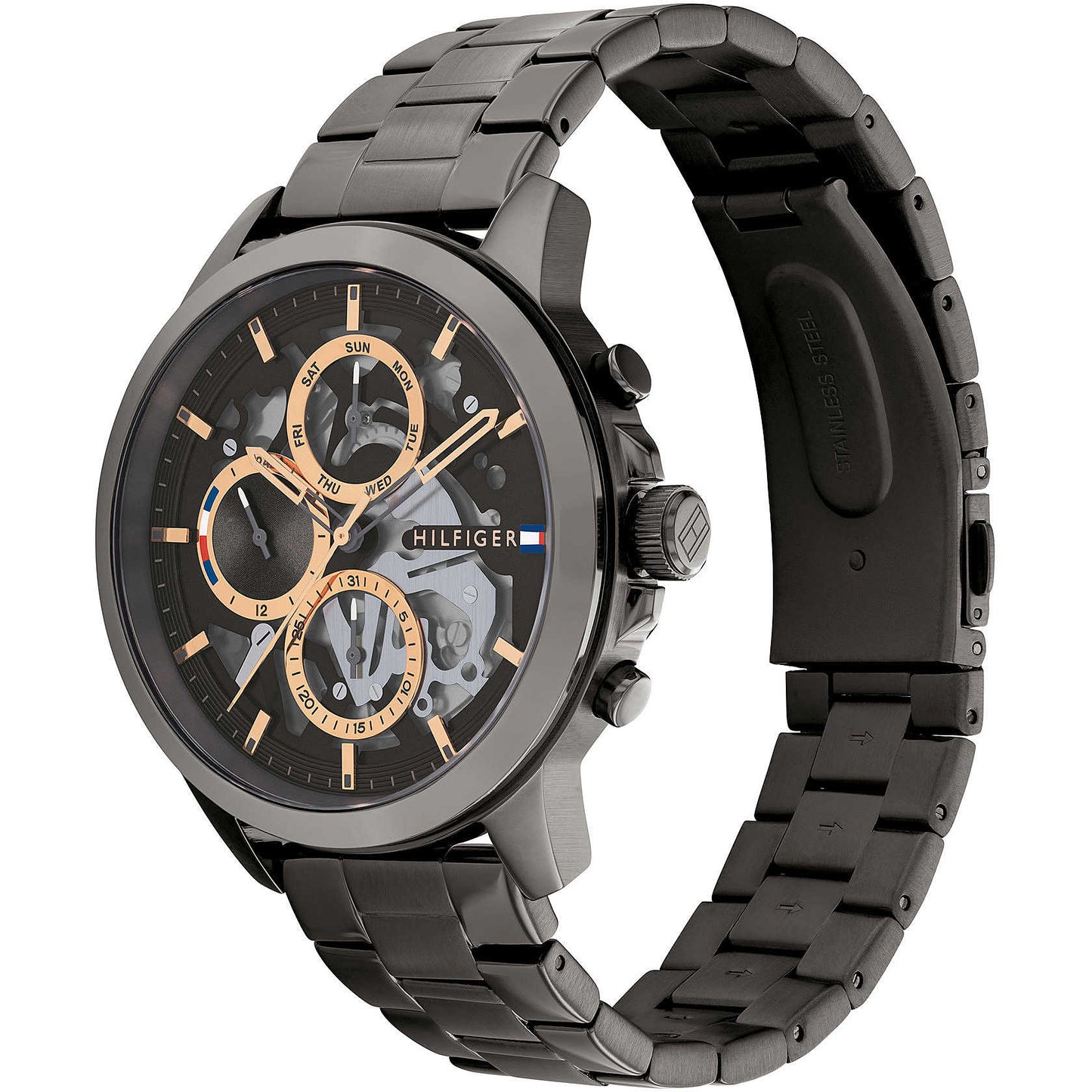 Orologio Tommy Hilfiger Henry Multifunzione 44 mm Acciaio Braccialato Nero