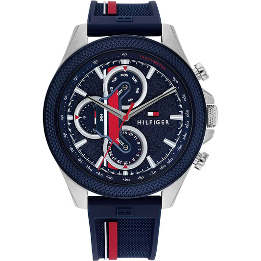 Orologio Tommy Hilfiger Clark Multifunzione 46 mm Acciaio Cinturino Silicone Blu