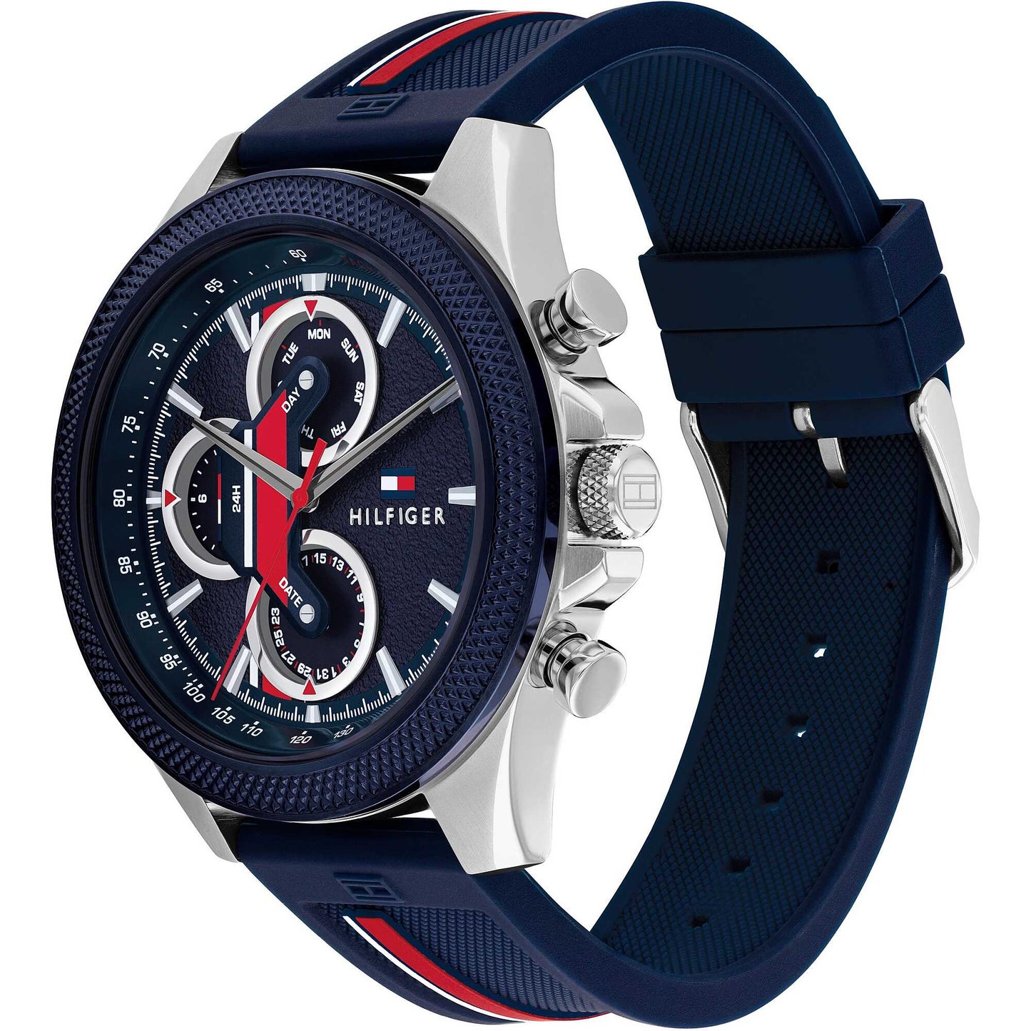 Orologio Tommy Hilfiger Clark Multifunzione 46 mm Acciaio Cinturino Silicone Blu